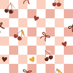 Vintage cherry red checkerboard pattern