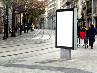 psd mockup urban billboard advertising on european city street in winter © mario