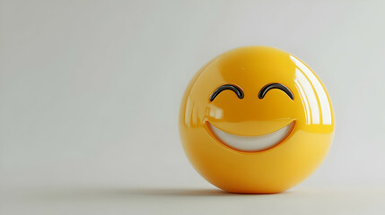 Yellow Smiling Emoji Rendered Against a Light Background Conveying Happiness and Positivity in a Digital Graphic