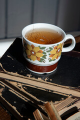 cup of tea on books 