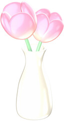 Tulip Vase 3D Kawaii Stationery Stickers Illustration for Decorations