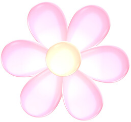 Pink Flower 3D Kawaii Stationery Stickers Illustration for Decorations