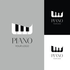Piano Logo with Black and White Keys – Vector Music Design
