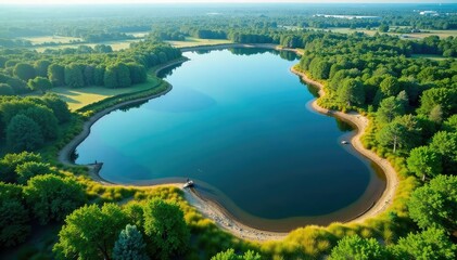 Irregular shoreline, fractured lake pattern, marshy edges, swamp, land, environment