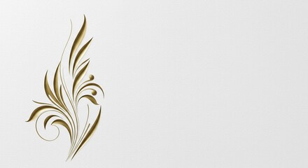 Elegant Golden Floral Design Ornate Swirl White Background Wedding Invitation Decorative Element