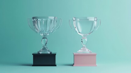 Empty glass trophy and acrylic award mockups, paired with a template for a crystal prize plate.