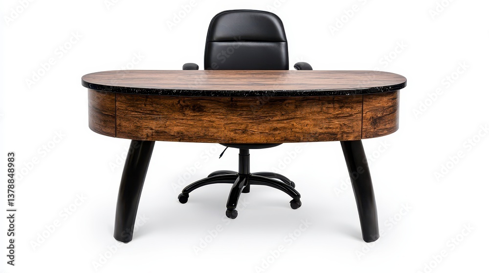Wall mural modern desk with a comfortable chair highlighted in a realistic high-quality isolated setting agains