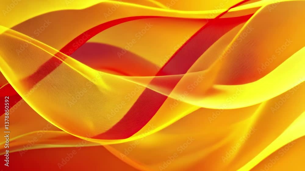 Poster dynamic interplay of red and yellow waves creating a vibrant abstract composition, abstract red and 