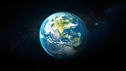 Stunning View of Earth in Space Surrounded by Stars and Cosmic Elements with Detailed Geography