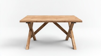 Sturdy solid wood table isolated on a bright background showcasing natural grain perfect for any interior space