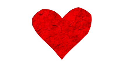Unique red heart shape on a transparent background