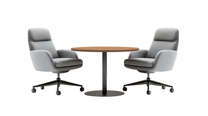 Modern office furniture with gray chairs and wooden table