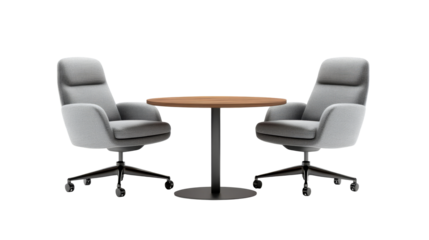 Modern office furniture with gray chairs and wooden table