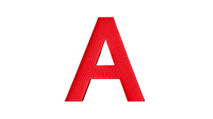 Red letter A with textured appearance on transparent background