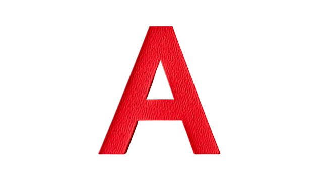 Red letter A with textured appearance on transparent background