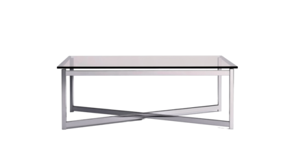 Elegant glass coffee table with modern design and chrome base