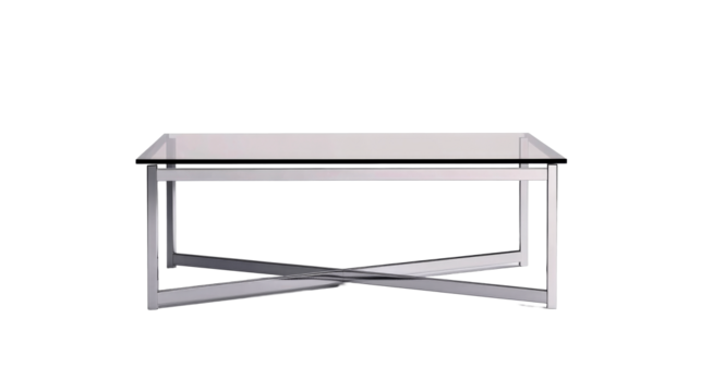 Elegant glass coffee table with modern design and chrome base