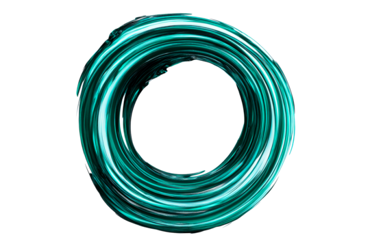 Swirl of teal paint on a transparent background for creative projects