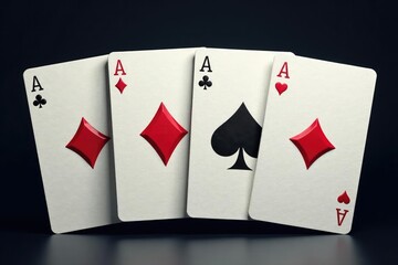 Four aces displayed in a neat row, showcasing their design , luck, photo, wallpaper
