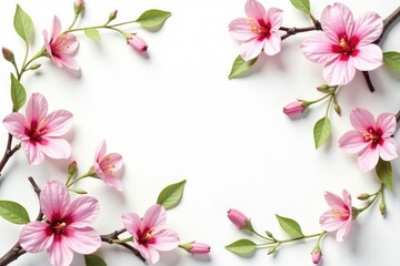 Delicate, repeating blossoms and leaves on white background, simple, background texture