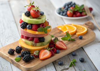fruits piled high, vegetarianism, healthy food,