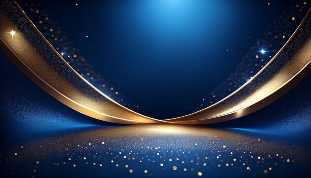 blue luxury background with golden line blue curve shiny dots and glitter light effect elegant style design luxury dark blue background with halftone gold line curved and lighting effect