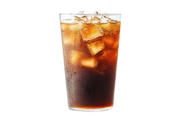 Chilled glass of iced cola with ice cubes, cut out