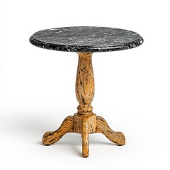 Elegant black marble top table with a pedestal base perfect for modern interior designs and home decor arrangements