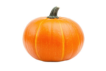 Obraz premium Bright orange pumpkin with green stem isolated on white background, cut out