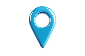 Blue circular map pin icon on black background, cut out