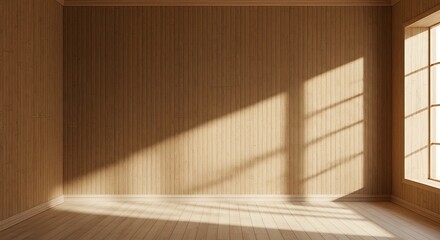 brown empty room interior with bamboo wall	