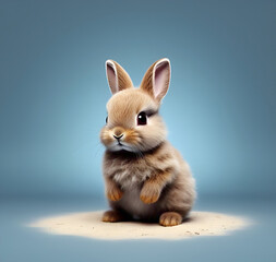 white rabbit on blue background representing happy Easter 