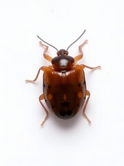 A bedbug with flat, oval body and short legs isolated on a white background