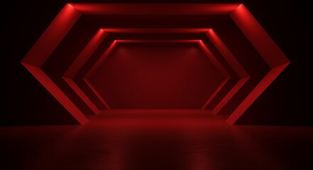 Empty red dark room, Modern Futuristic Sci Fi Background	