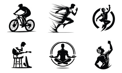 Obraz premium Powerful Man Silhouettes: Strength, Music, and Expression