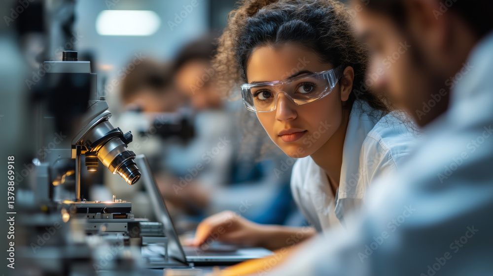 Aufkleber young engineers exploring technology in a modern laboratory environment
