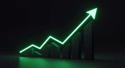 Growth. Rising success graph chart with a neon line	
