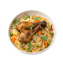 fried chicken with rice on transparent background