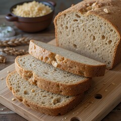 Whole Wheat Bread with Visible Texture and Ingredients
 * Rustic Whole Wheat Bread with Grains and Cheese
 * Closeup of Whole Wheat Bread with Rustic Details
 * Healthy Whole Wheat Bread with Natural 