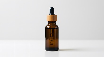 Naklejka premium Amber Glass Bottle: Capturing the essence of a small, amber glass bottle with a dropper, showcasing simplicity and elegance in a clear and concise manner