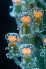 Obraz premium Detailed microscopic view of cellular structures. AI.