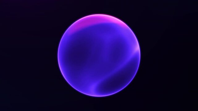 Purple pink plasma energy orb on dark fantasy background. Glowing gradient core in space. Shiny digital power minimalistic sphere. 4k 60fps looped graphic.