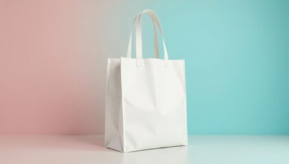 White cotton shopping tote bag, handles, spacious, clean , minimalist, eco bag