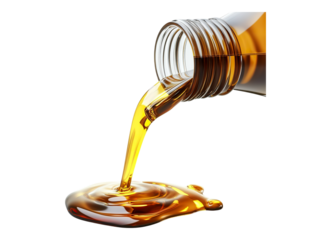 engine oil flowing from bottle