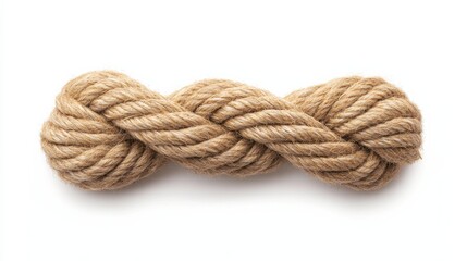 Obraz premium Tan Braided Sailor's Reef Knot on White Background