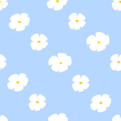 Abstract floral seamless pattern. Vector flat simple background with daisy chamomile flowers
