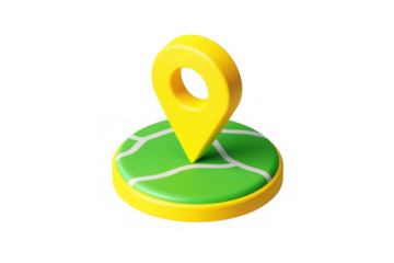 3D Map Pin Icon with Yellow and Green Design
