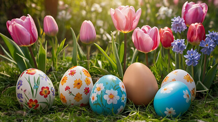 easter eggs in grass