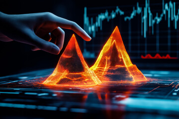 Analyzing data trends interactive 3d visualization of market dynamics technology environment digital perspective