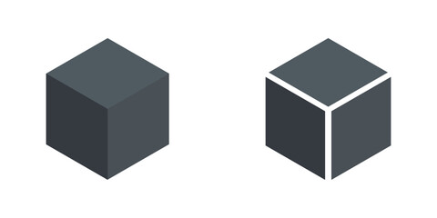 3D Cube set isolated filled icon vector.